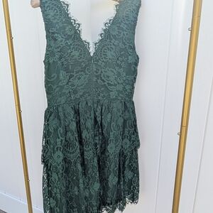 Gianni Bini Deep Forest Green Lace Dress